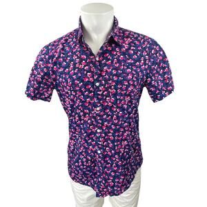 Bonobos Men's Multicolor Floral Short Sleeve Slim Fit Button Down Shirt Top Sz M